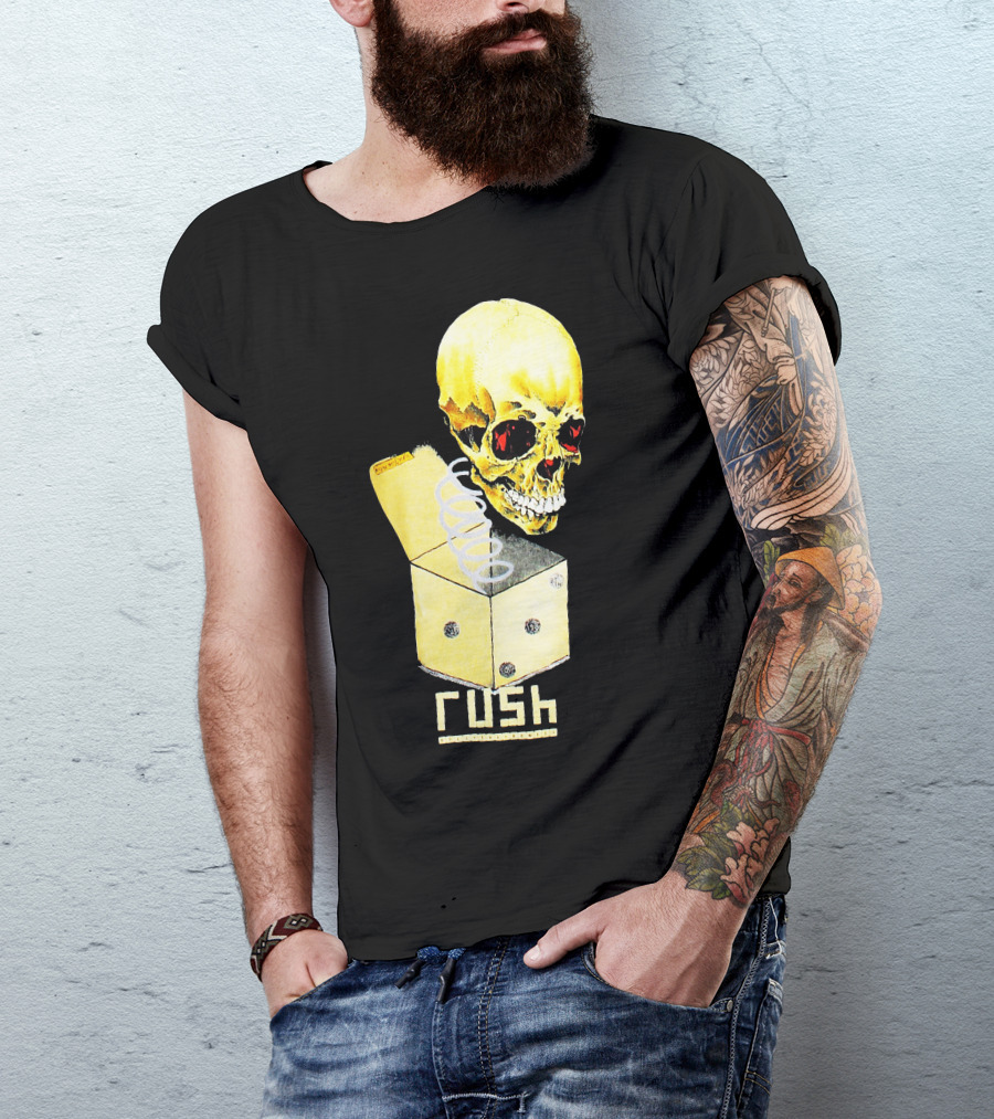 Rush Pushead Skull Springing From Dice Box T-Shirt