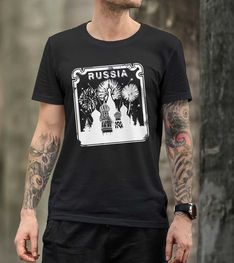 Russia Saint Basil's Cathedral Fireworks T-Shirt