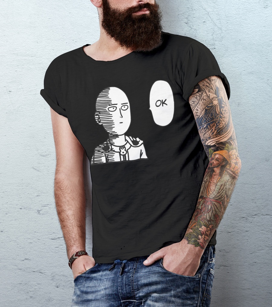 Saitama OK Manga Style Face Expression T-Shirt
