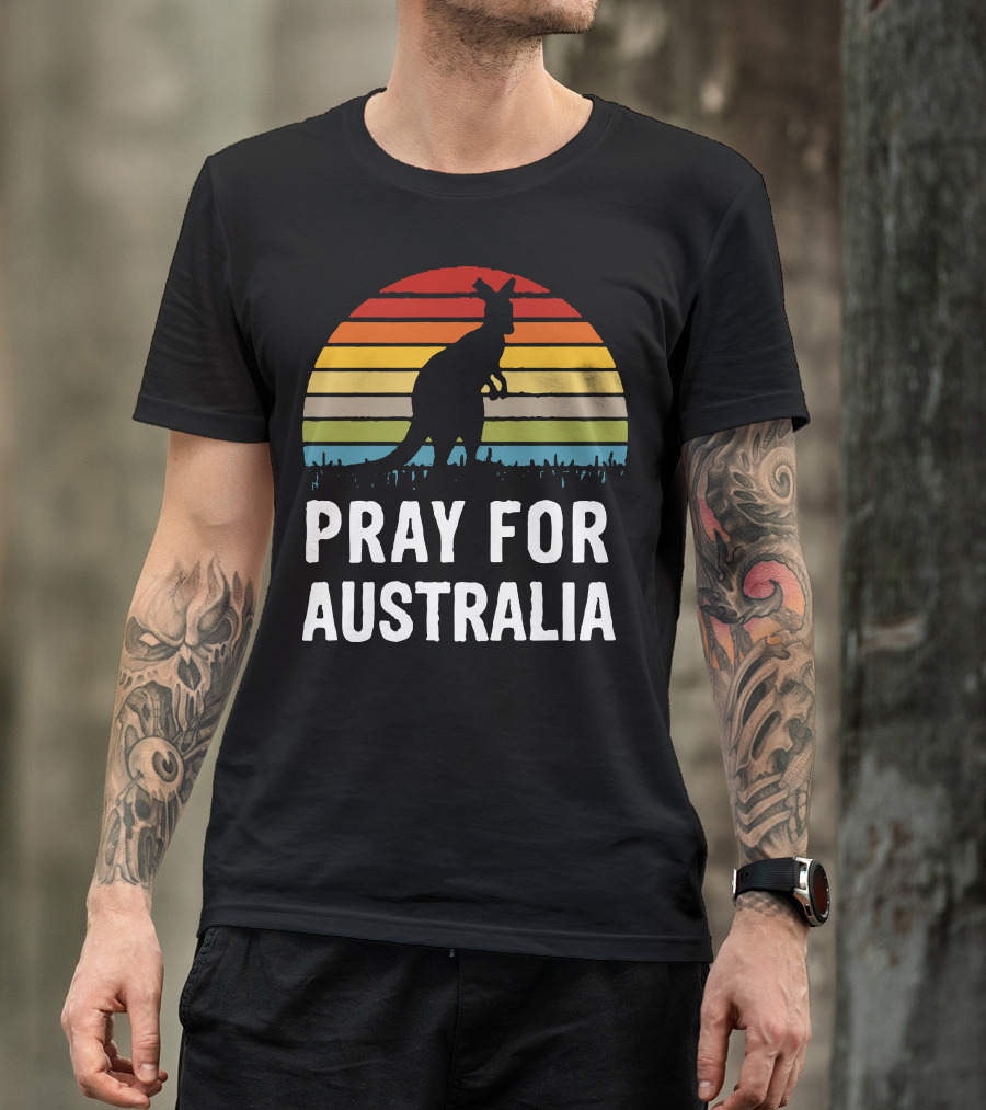Pray For Australia Kangaroo Sunset T-Shirt