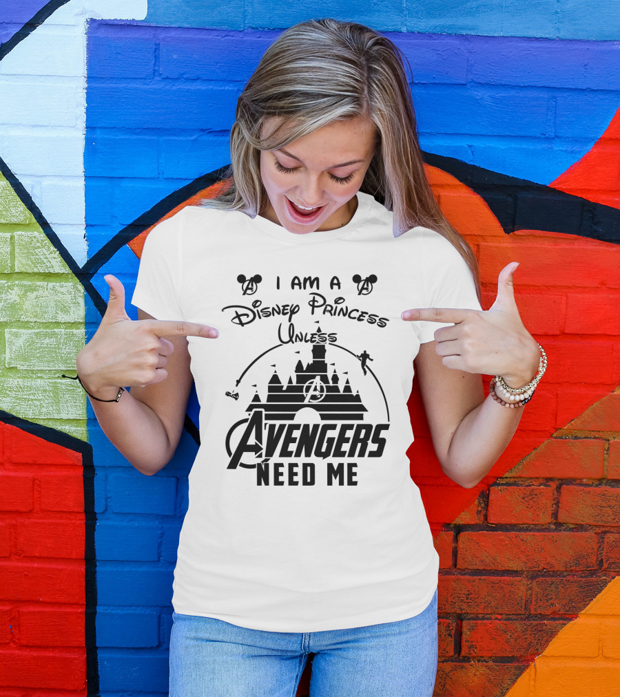 I Am A Disney Princess Unless Avengers Need Me Marvel Crossover Disney Castle Icons T-Shirt