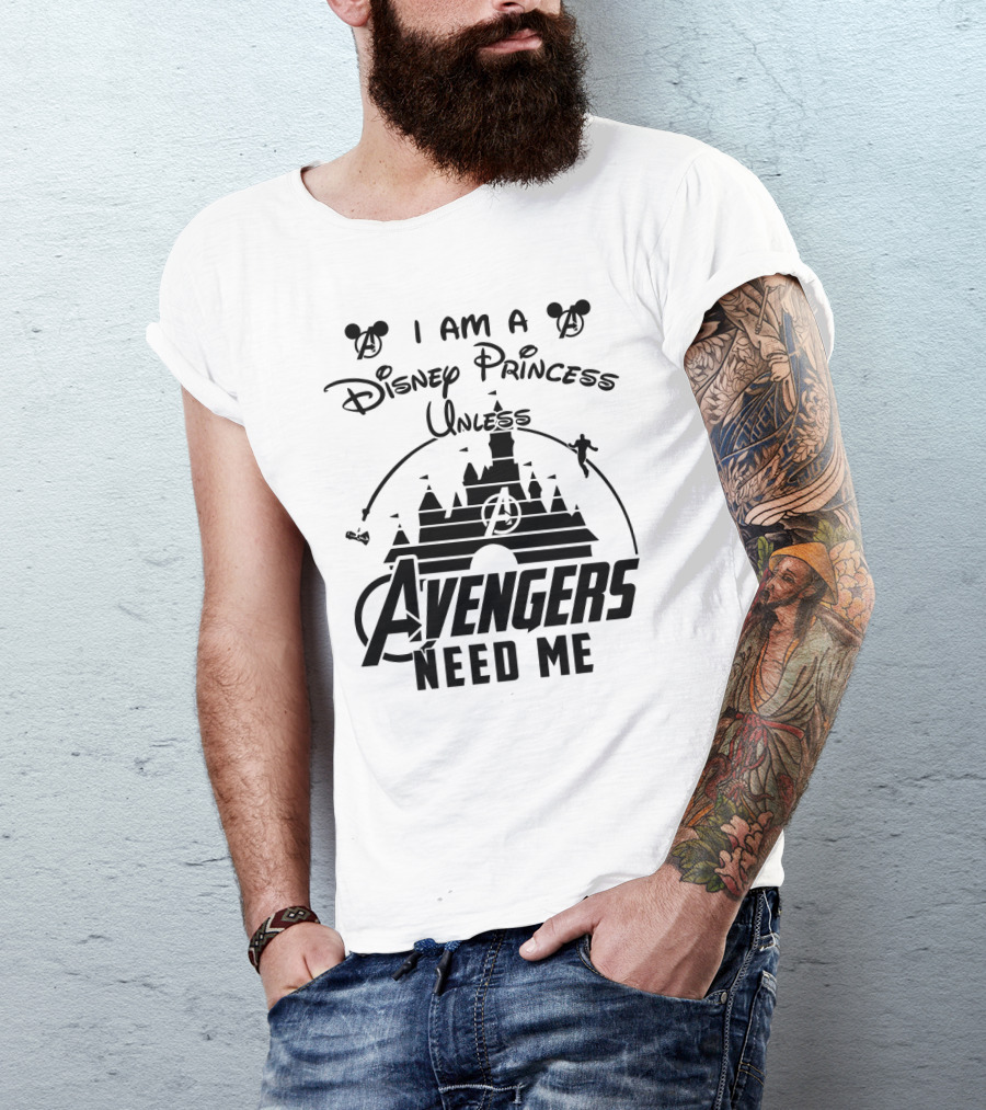 I Am A Disney Princess Unless Avengers Need Me Marvel Crossover Disney Castle Icons T-Shirt