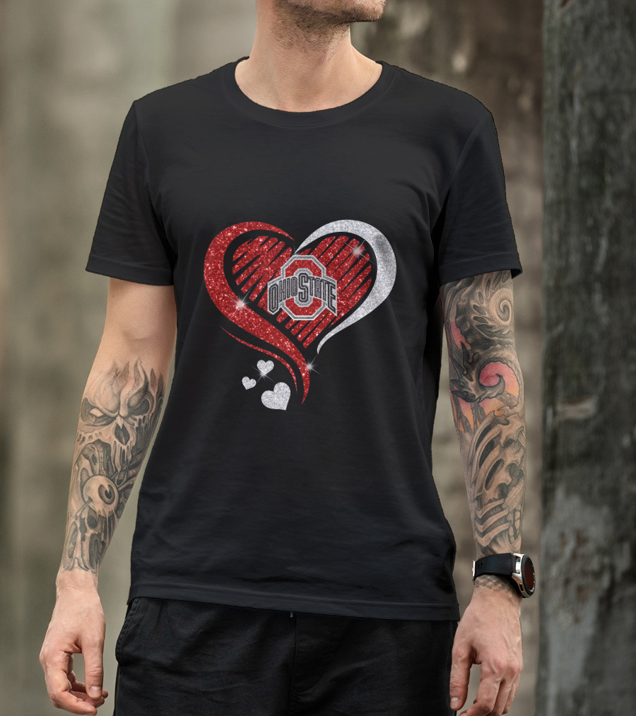 Ohio State Heart Glitter Sparkle T-Shirt