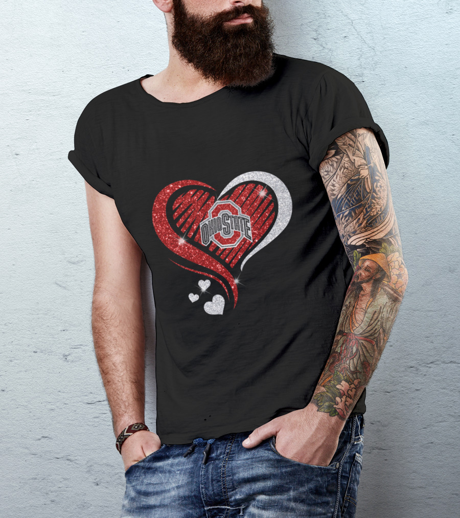 Ohio State Heart Glitter Sparkle T-Shirt
