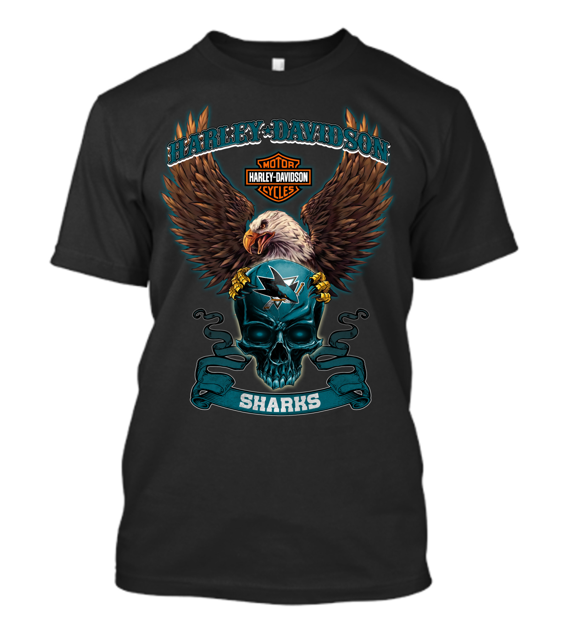 Harley Davidson Cycles Eagle San Jose Sharks T-Shirt