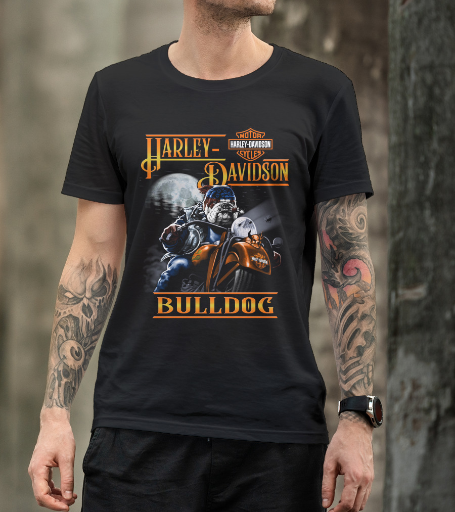 Harley Davidson Bulldog Moonlight Ride T-Shirt