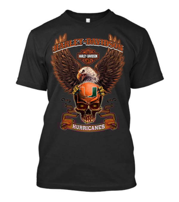 Harley Davidson Motor Cycles Eagle University Of Miami Hurricanes T-Shirt