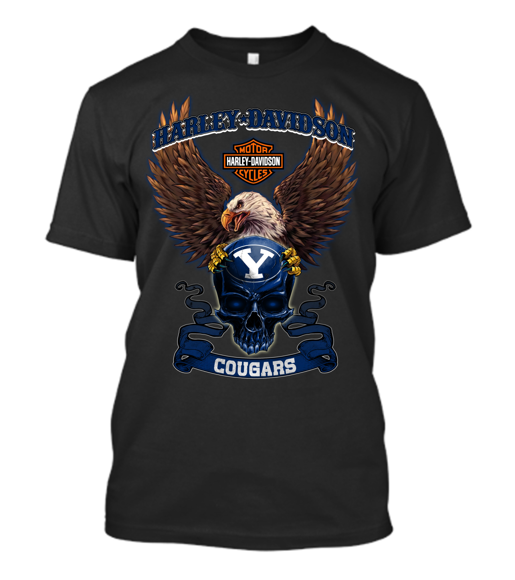 Harley Davidson Motor Cycles Eagle Byu Cougars T-Shirt