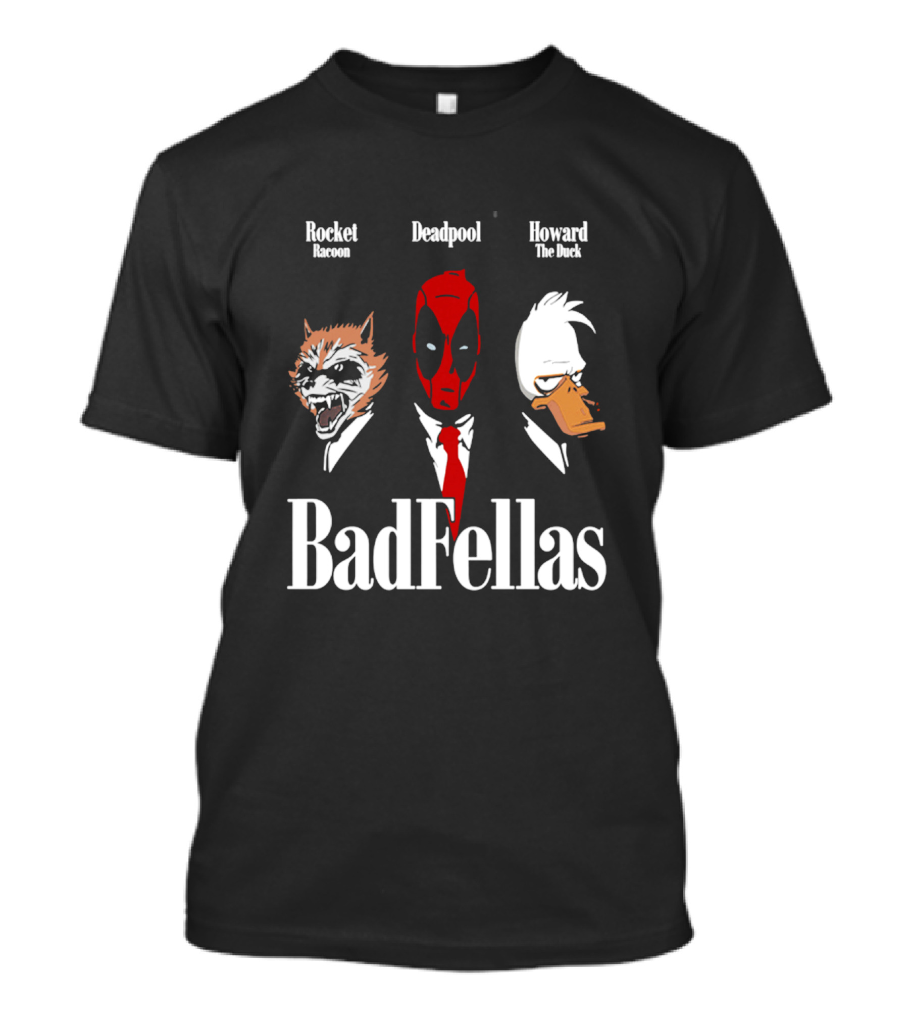 Badfellas Rocket Raccoon Deadpool Howard The Duck T-Shirt