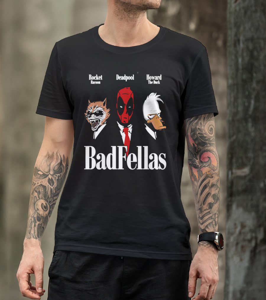 Badfellas Rocket Raccoon Deadpool Howard The Duck T-Shirt