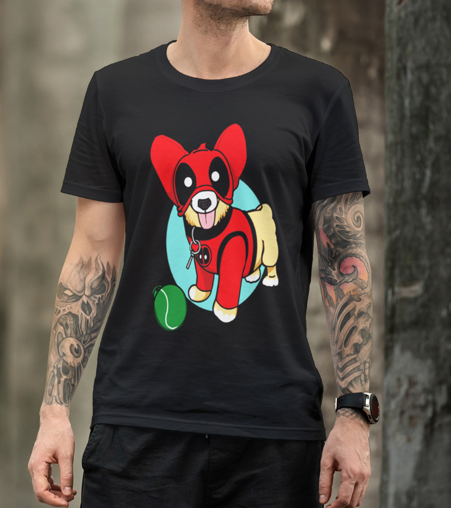 Corgi In Deadpool Costume With Tennis Ball T-Shirt