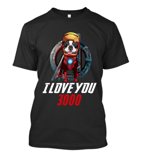 Avengers Dog In Iron Man Costume I Love You 3000 T-Shirt