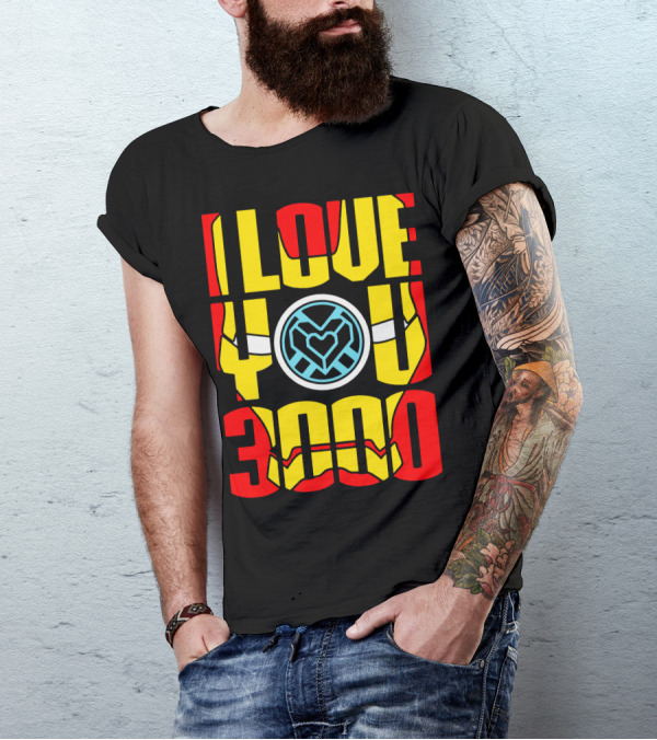 I Love You 3000 Iron Man Helmet Arc Reactor T-Shirt