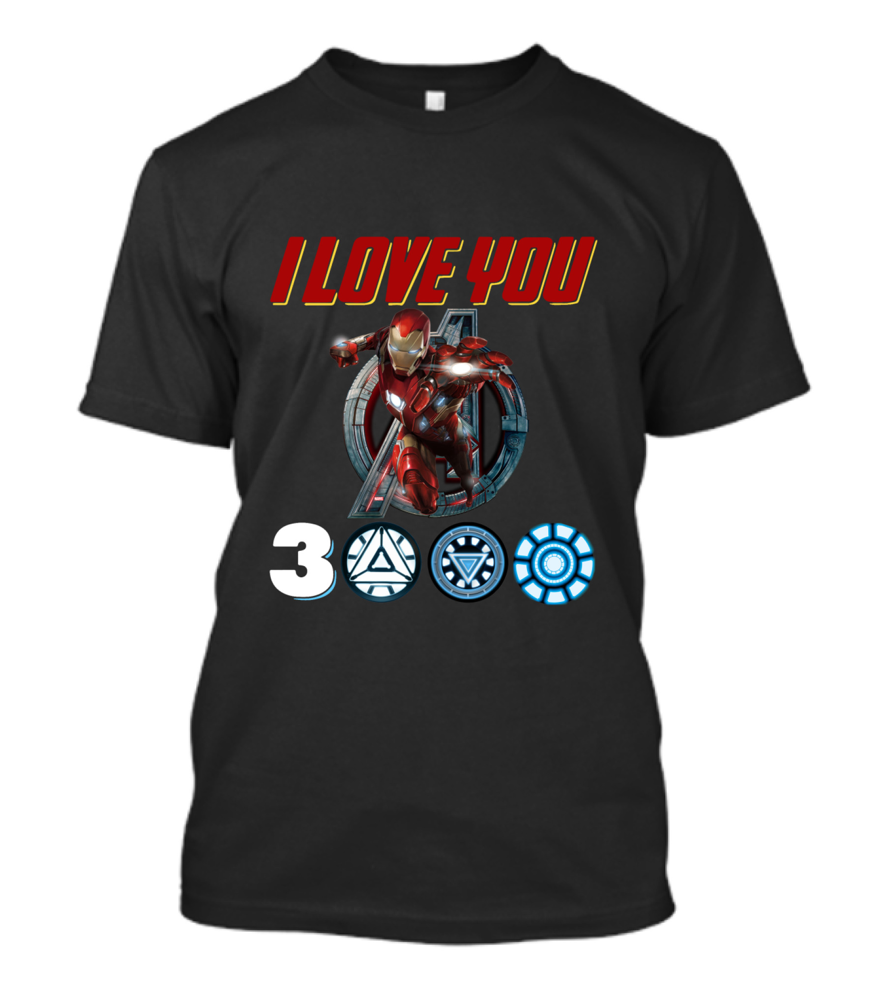 I Love You 3000 Avengers Iron Man Arc Reactor Symbols T-Shirt