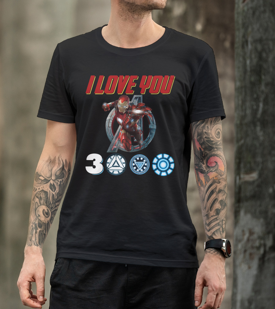 I Love You 3000 Avengers Iron Man Arc Reactor Symbols T-Shirt