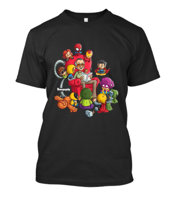 Marvel Characters Gather Around Stan Lee With Spider-Man, Iron Man, Hulk, Doctor Strange, And More T-Shirt
