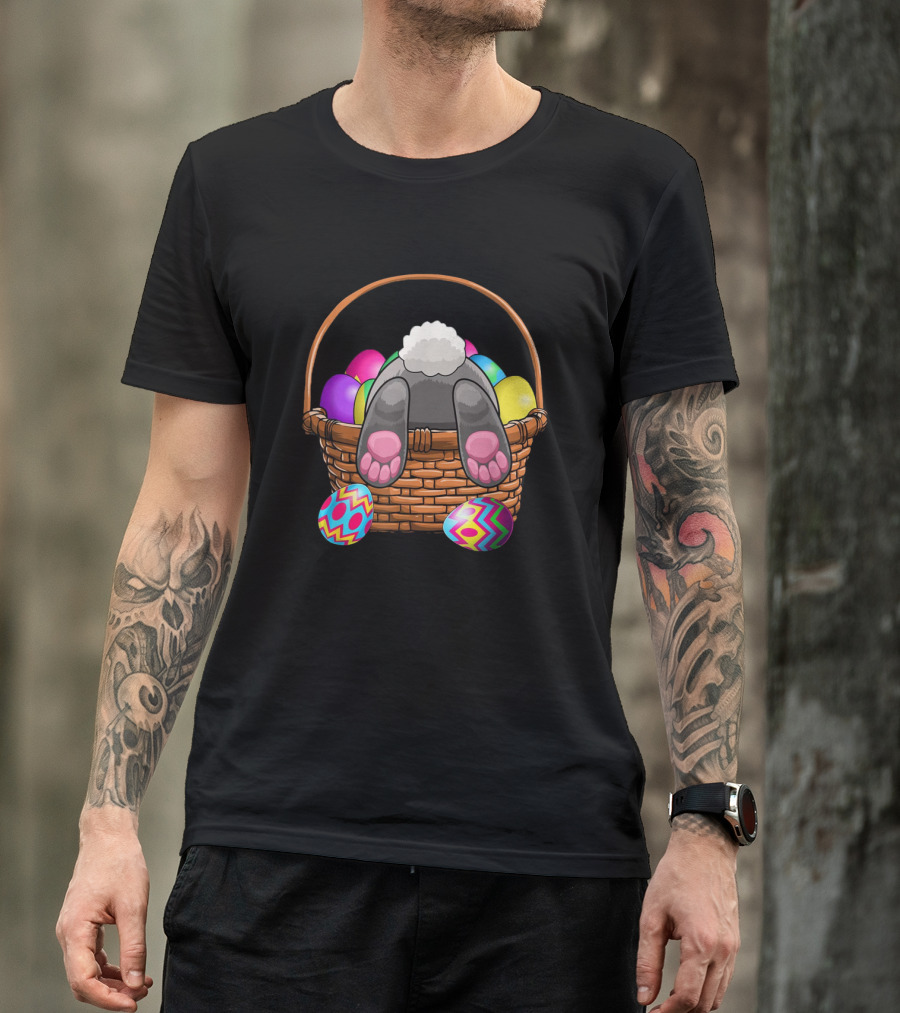 Easter Bunny Feet In Basket With Colorful Eggs T-Shirt