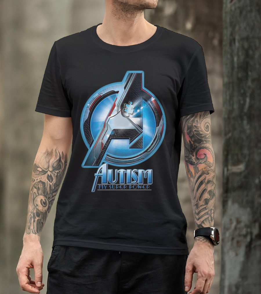 Autism My Super Power Avengers-Inspired Puzzle Piece T-Shirt