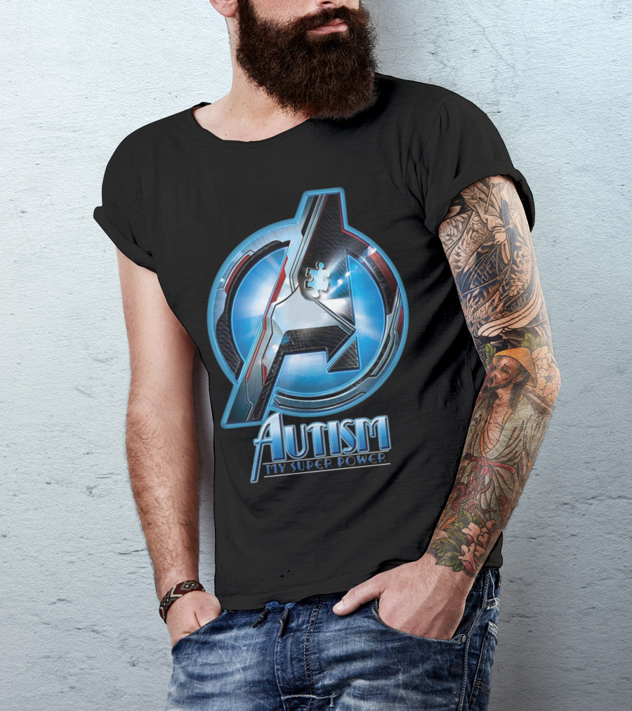 Autism My Super Power Avengers-Inspired Puzzle Piece T-Shirt