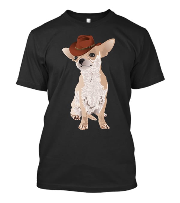 Chihuahua Cowboy With Brown Hat T-Shirt