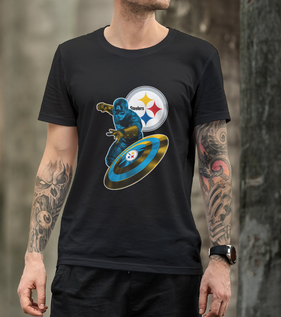 Captain America Pittsburgh Steelers Shield T-Shirt