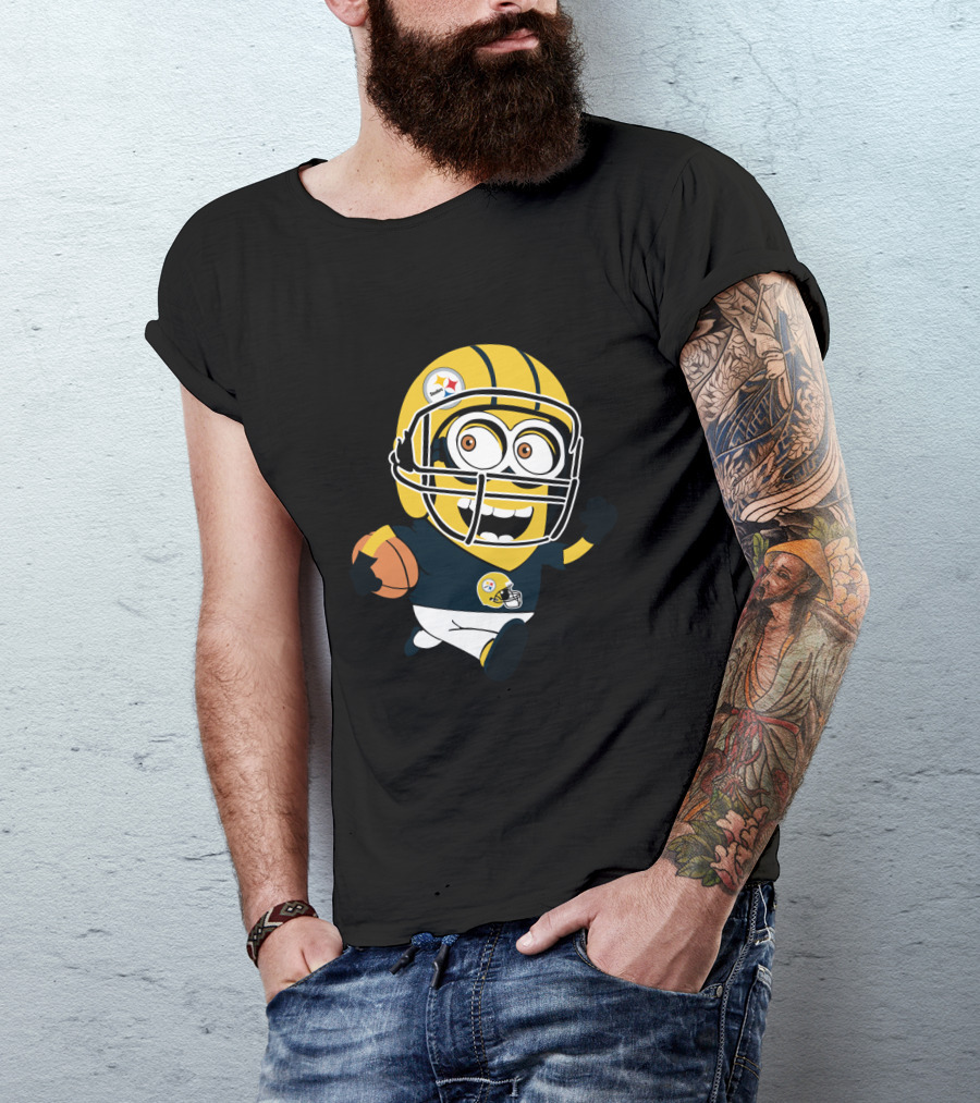 Pittsburgh Steelers Football Minion In Black And Gold Helmet T-Shirt