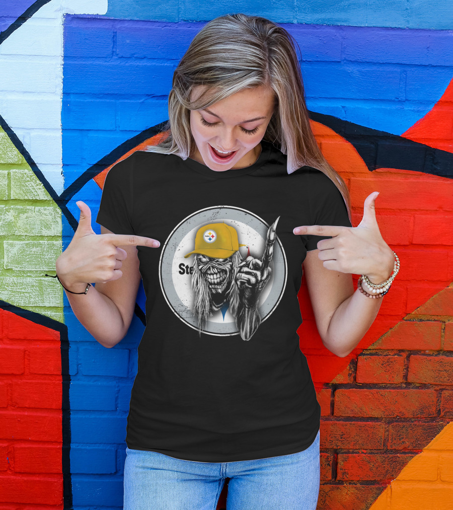 Pittsburgh Steelers Logo Grim Reaper Skeleton T-Shirt