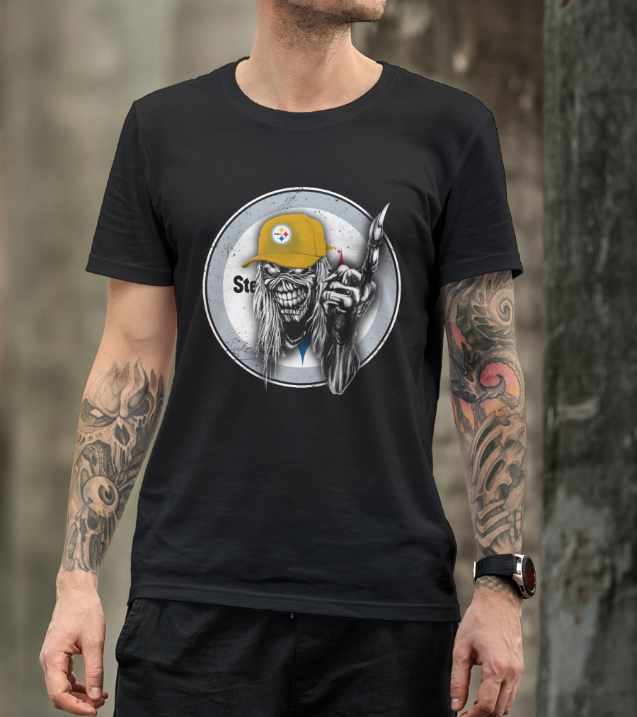 Pittsburgh Steelers Logo Grim Reaper Skeleton T-Shirt