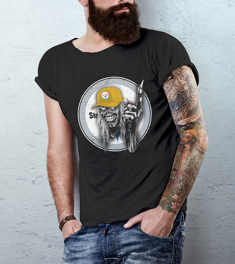 Pittsburgh Steelers Logo Grim Reaper Skeleton T-Shirt