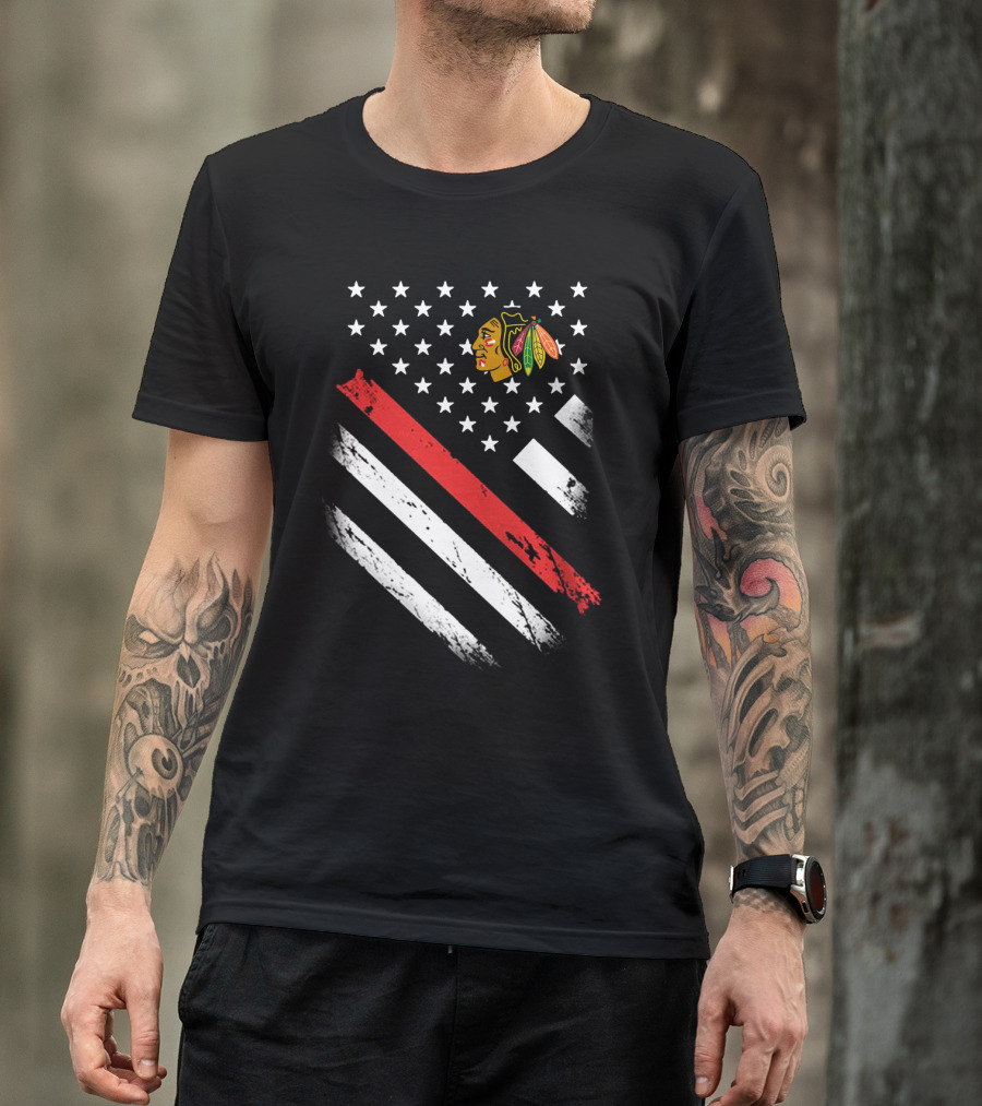 Chicago Blackhawks American Flag Stars And Stripes T-Shirt