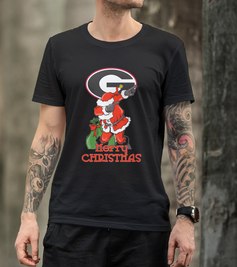 Georgia Bulldogs Merry Christmas Santa T-Shirt