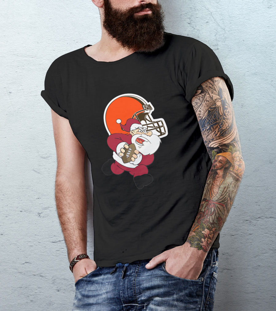 Cleveland Browns Santa Football Helmet T-Shirt