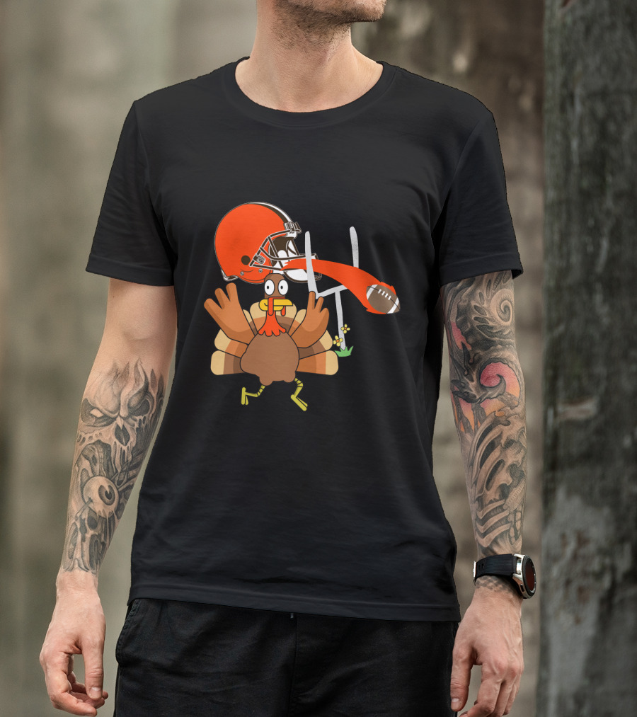 Cleveland Browns Turkey Thanksgiving Football Helmet T-Shirt