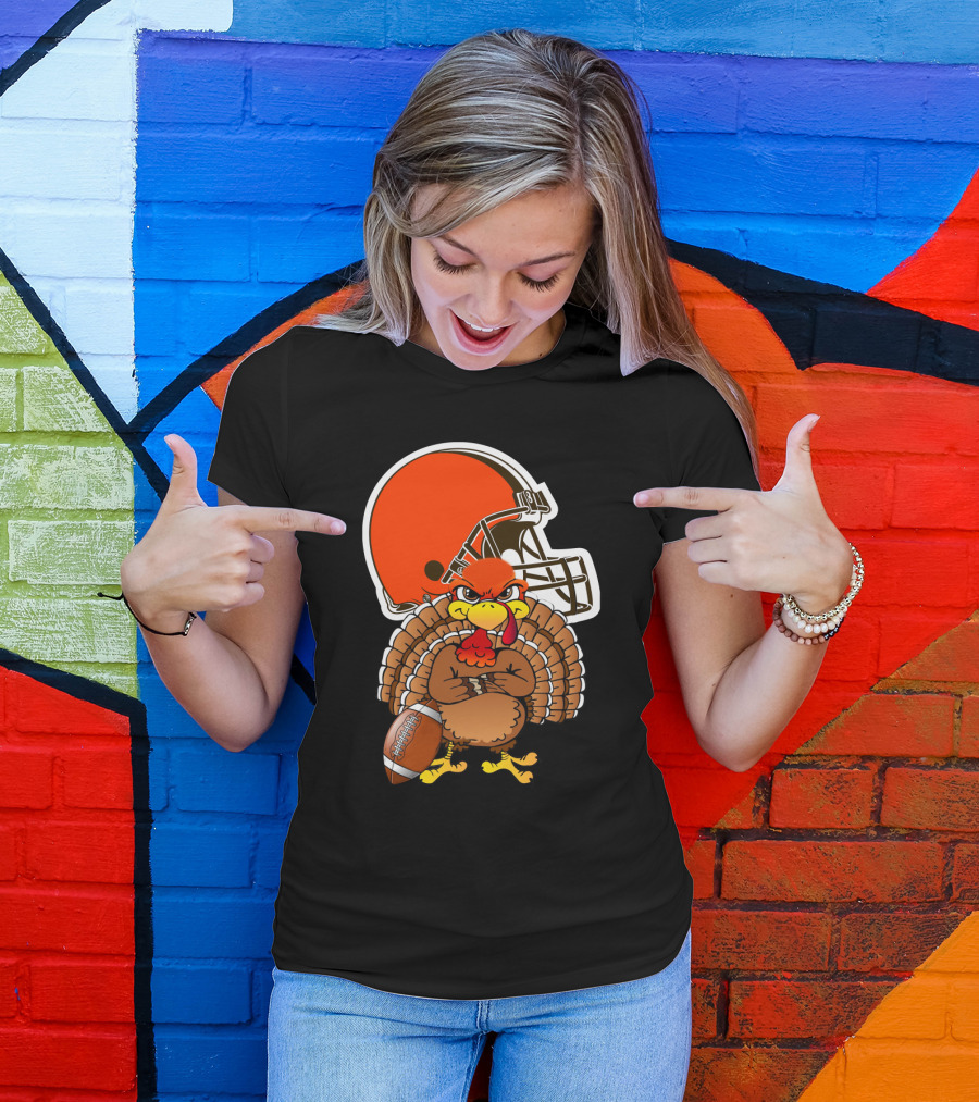 Cleveland Browns Angry Thanksgiving Turkey Football Helmet T-Shirt