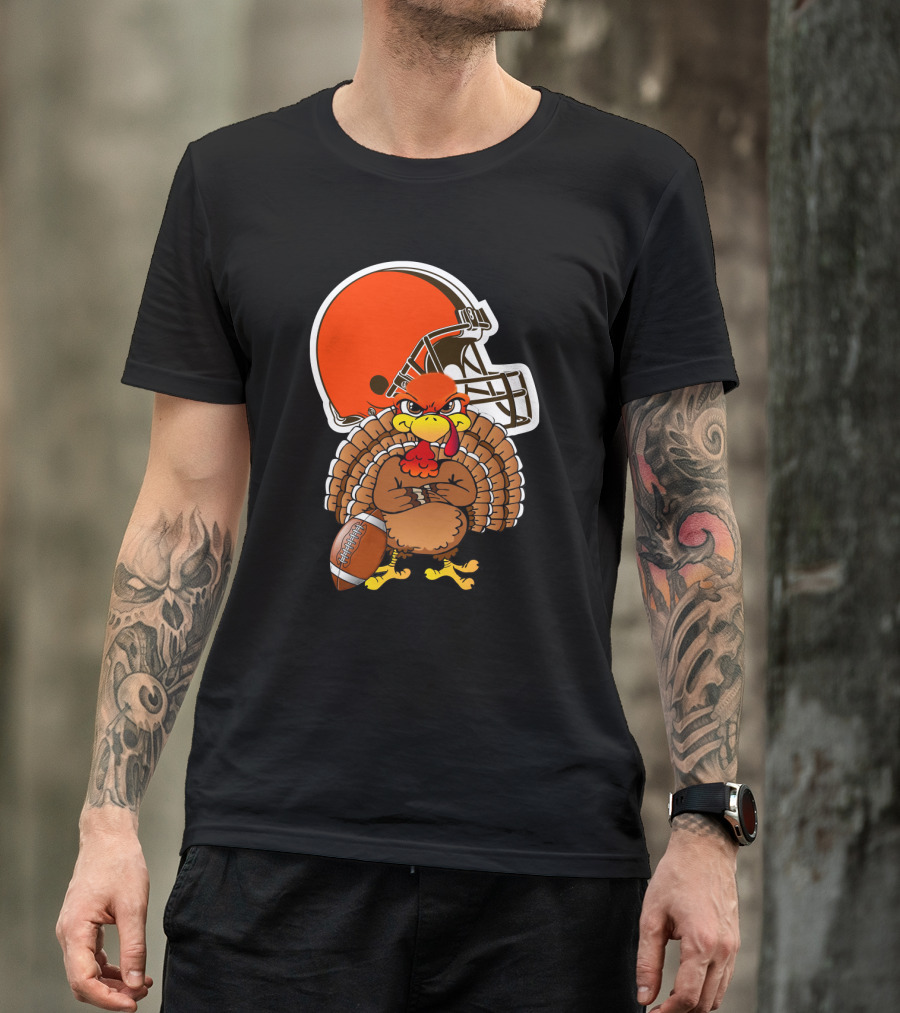Cleveland Browns Angry Thanksgiving Turkey Football Helmet T-Shirt