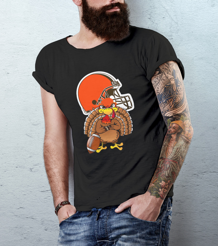 Cleveland Browns Angry Thanksgiving Turkey Football Helmet T-Shirt