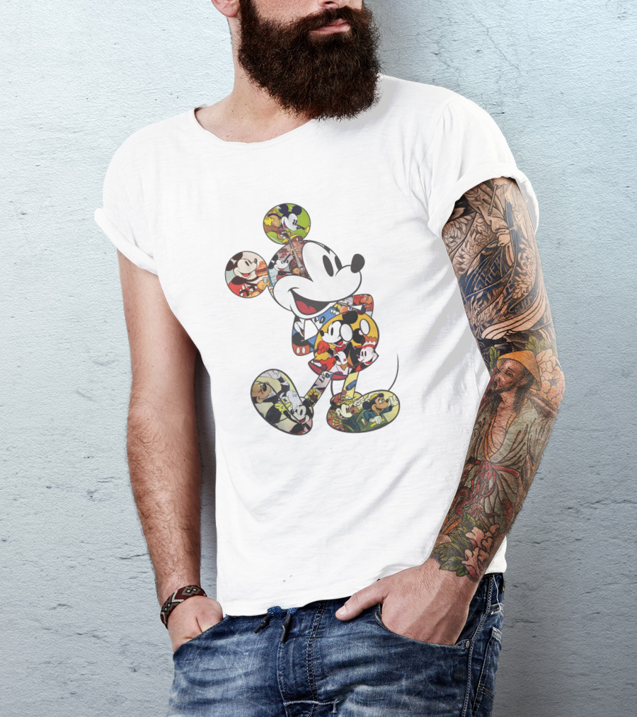 Disney Mickey Mouse Collage Vintage Comic Style T-Shirt