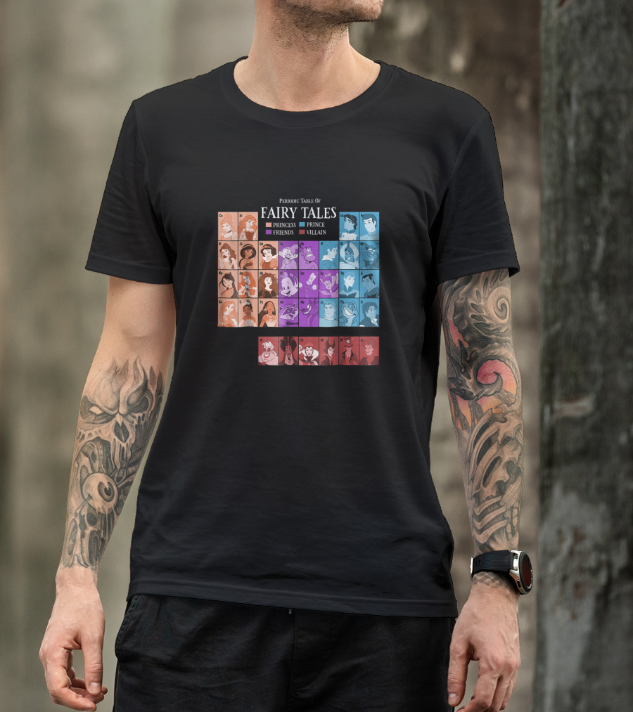 Periodic Table Of Fairy Tales Princess Prince Friends Villain Disney Films T-Shirt