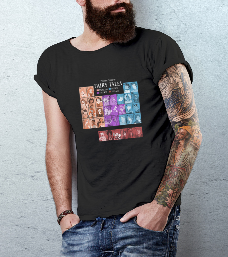 Periodic Table Of Fairy Tales Princess Prince Friends Villain Disney Films T-Shirt