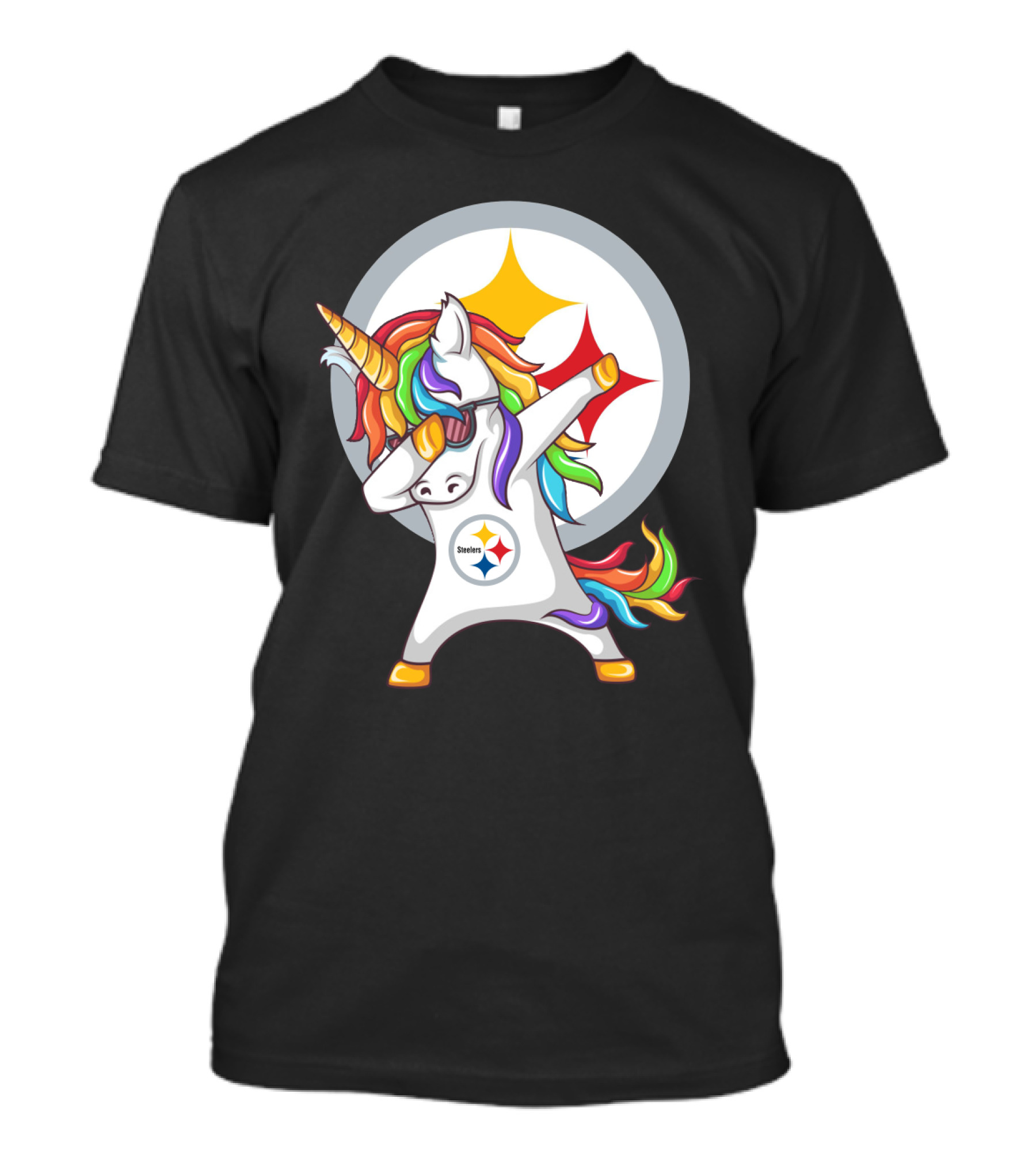 Steelers Rainbow Unicorn Dab With Pittsburgh Steelers T-Shirt
