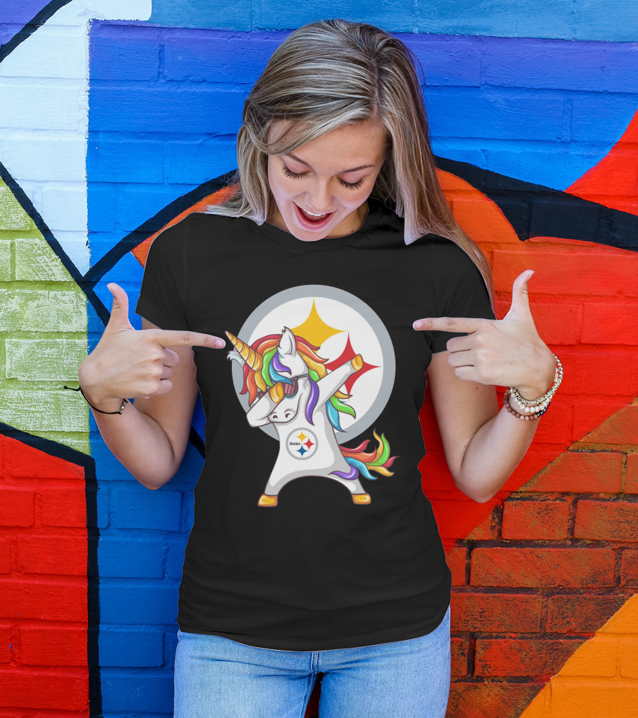 Steelers Rainbow Unicorn Dab With Pittsburgh Steelers T-Shirt