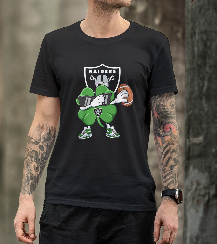 Raiders Shamrock Dabbing St. Patrick's Day Football Manter T-Shirt