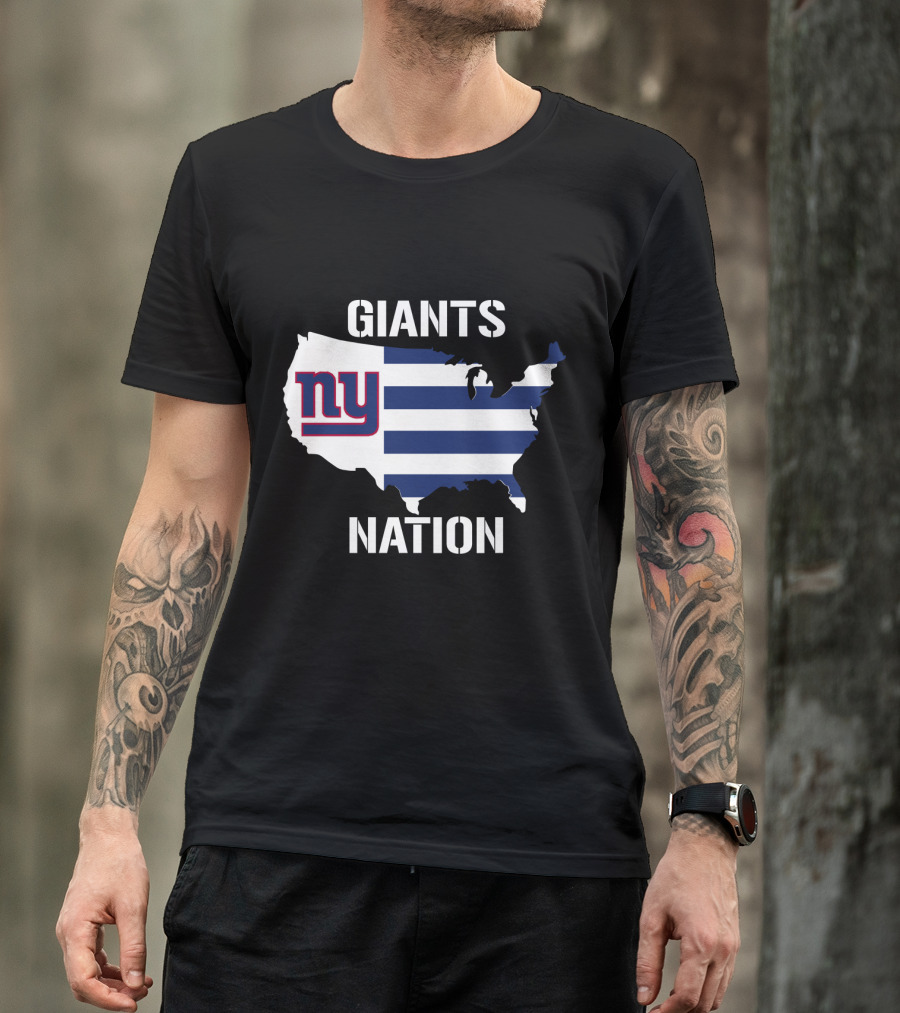 NY Giants Nation USA Map Stripes T-Shirt