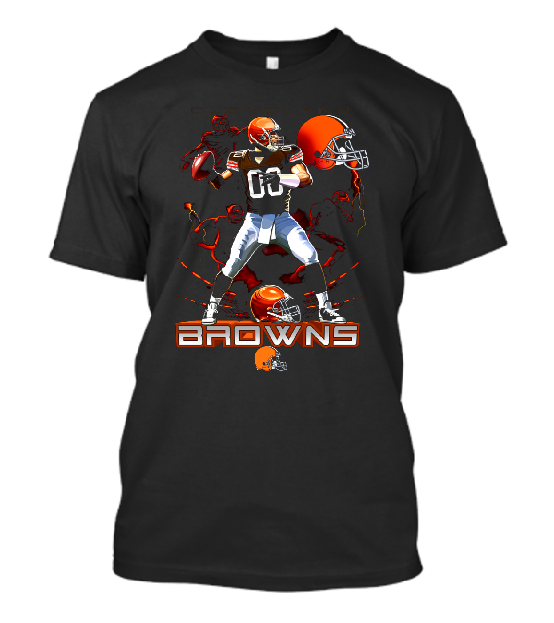 Cleveland Browns Quarterback Football Player With Helmets And Action Poses T-Shirt