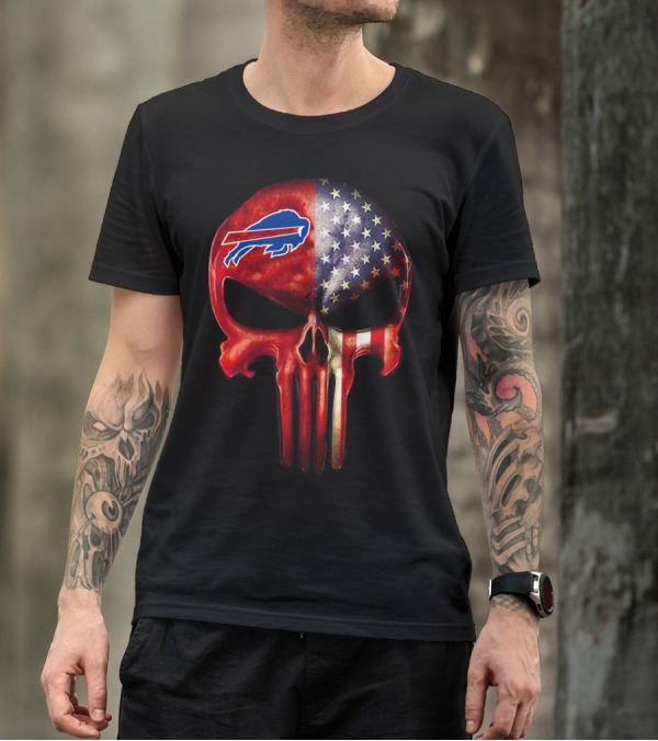 Buffalo Bills Skull American Flag T-Shirt