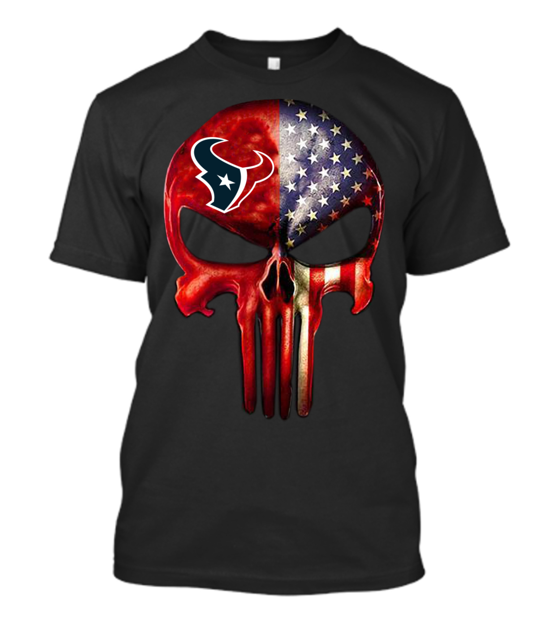 Houston Punisher Logo American Flag Texan Fan T-Shirt