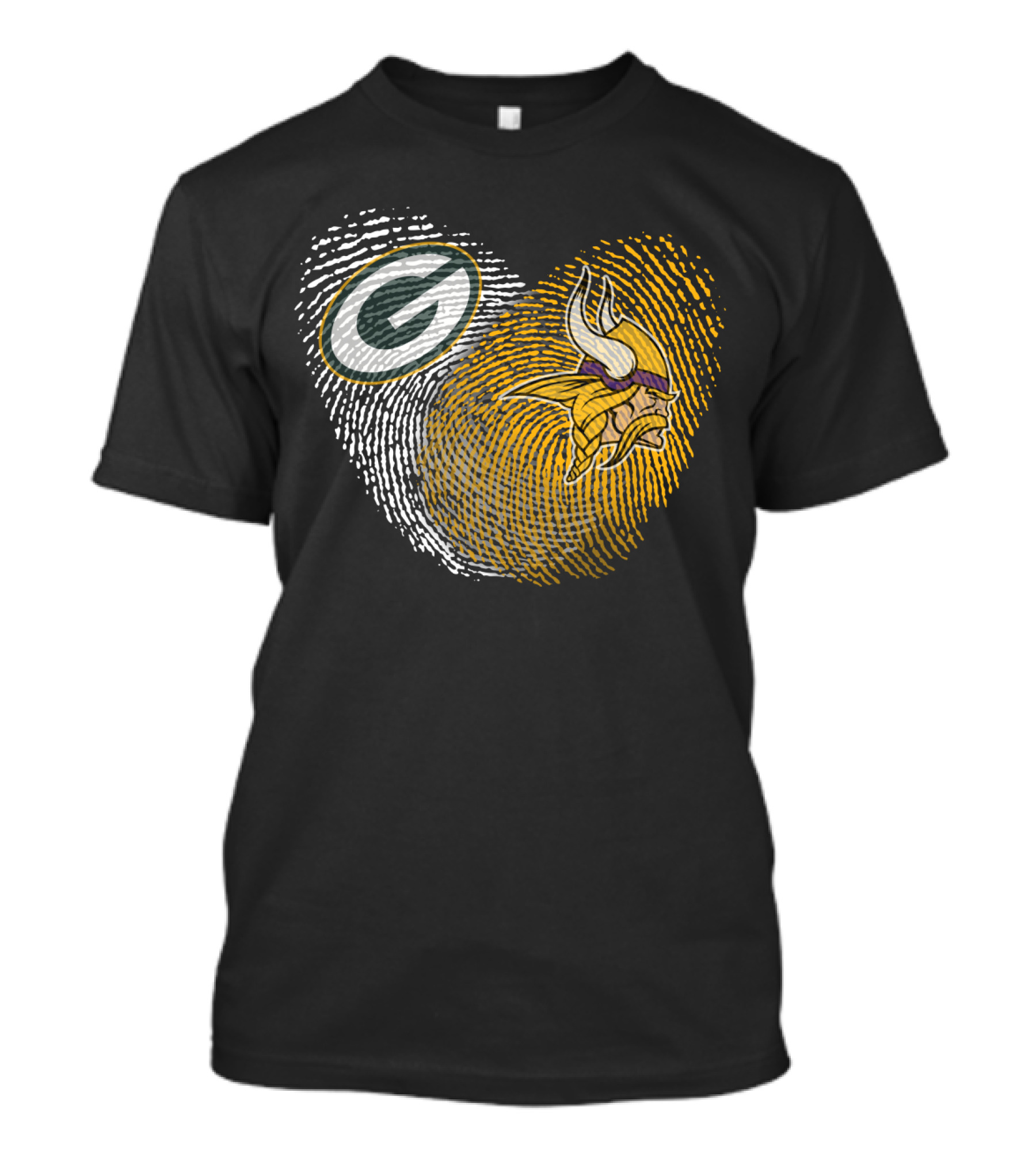 Packers Vikings Fingerprint Heart T-Shirt