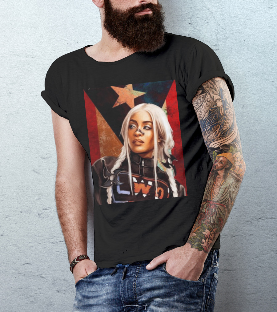 LWO Zelina Vega Fear La Chancla Puerto Rican Flag Background T-Shirt