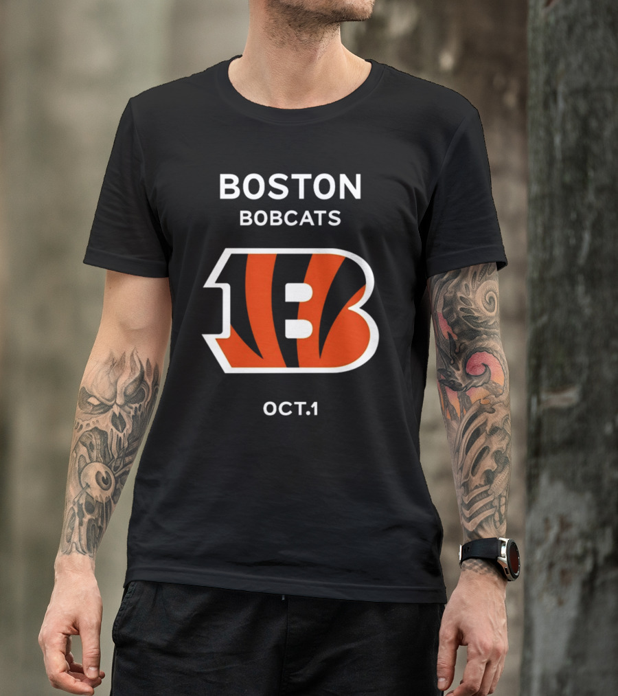 Boston Bobcats B Logo Oct 1 Tiger Stripes T-Shirt