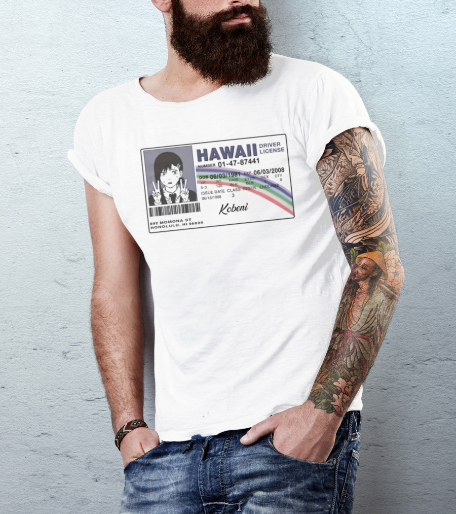 Hawaii Driver License Kobeni Illustrated Rainbow T-Shirt
